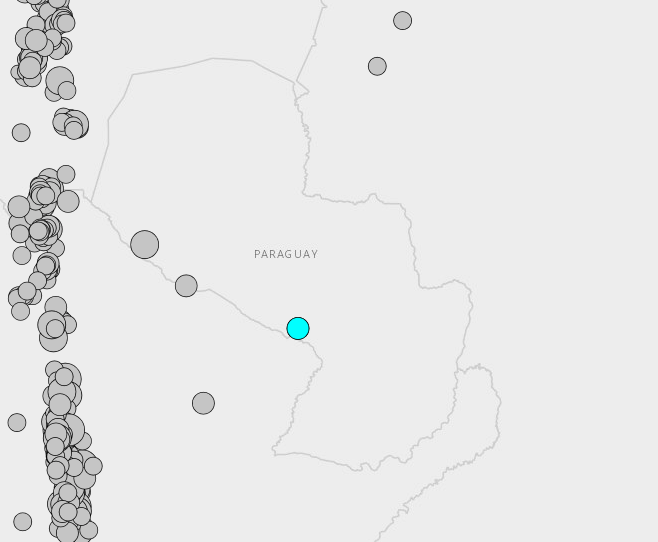 La sismicidad en Paraguay es poco frecuente, pero normal, en el pasado se han registrado sismos con magnitud mayor a 5 en el país. Debido a que no hay un sismológico eficaz establecido en el país, saber los parámetros del sismo es más tardado.