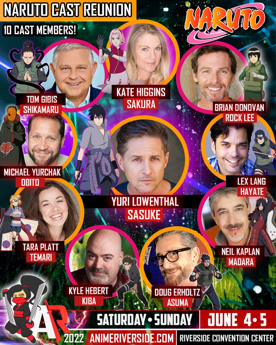 AnimeRiverside's tweet photo. Is this the biggest #Naruto cast reunion ever? 

Get your tickets now before the price goes up! LINK HERE: https://t.co/dTnIGDefhB

#sasuke #sakura #rocklee #shikamaru 
#obito #temari #asuma #kiba #hayate https://t.co/SDB4Reout8