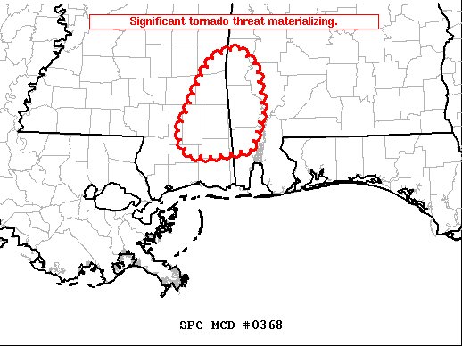 NWSSPC's tweet photo. 8:51pm CDT #SPC_MD 0368 , #alwx #mswx, https://t.co/LFT2HjU0h4 https://t.co/2ICzMzt2a0