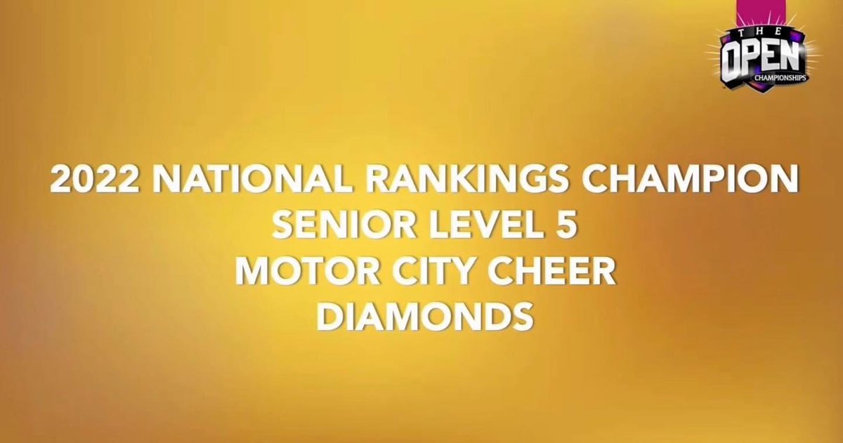 cheermotorcity's tweet photo. WOW! What an accomplishment! Congratulations DIAMOND5, JAD3, and SAPPHIRE2 for incredible final National Rankings heading into Allstar Worlds! #ProudToBeMCC #BetterTogether #CSLTNE https://t.co/eajVpebTvq