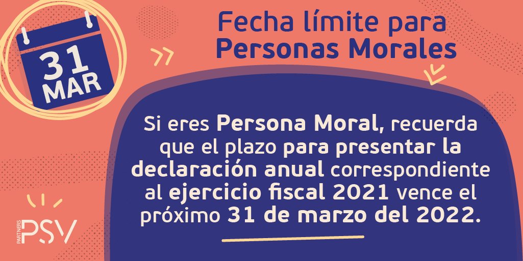 PSVPartners's tweet photo. Si eres persona moral, recuerda que tienes como fecha límite hasta el 31 de marzo para realizar tu declaración anual. Ingresa al siguiente link 👉
https://t.co/Zi63WHoues y conoce los requisitos y el proceso correcto para hacer tu declaración y presentarla. https://t.co/fmAHArGnes