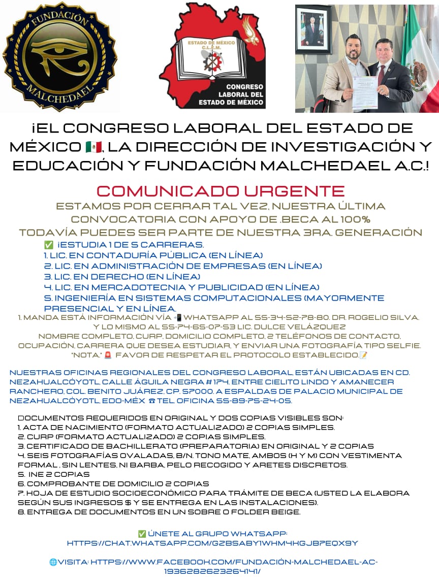 MLCHDL's tweet photo. 1. 5534527880 Dr. Rogelio Silva. 
Enviar x Texto Nombre completo, Curp, Domicilio Completo, 2 Teléfonos, Ocupación, Carrera a estudiar y Fotografía Selfie.
2. 5574650753 Lic. Dulce Enviar x Texto Nombre Completo, la Carrera que eligió, mencionar que son invitados de la Fundación https://t.co/tjfqrqV68R