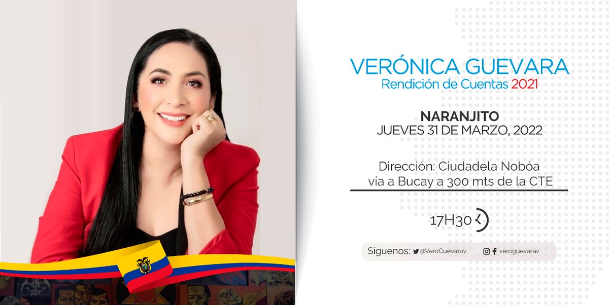 VeroGuevarav's tweet photo. Rendición de cuentas 2021

Fecha: Jueves 31 de Marzo del 2022
Hora: 17:30
Dirección: Ciudadela Noboa vía a Bucay a 300mts de la CTE. https://t.co/gysc2b595X
