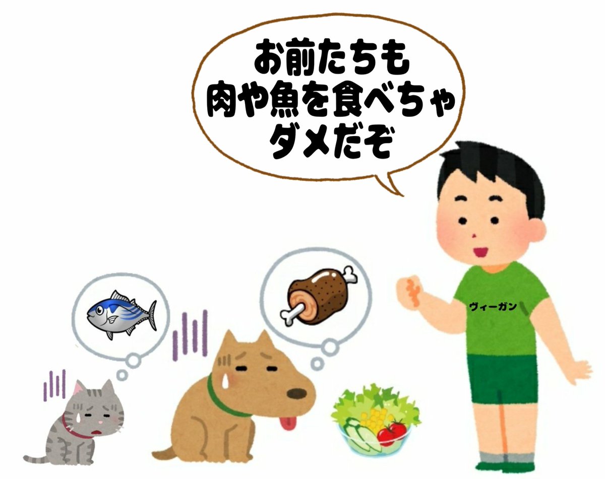 【ビーガンペットフードが2030年まで年平均率5.6%で成長する見込み】

〜動物由来の原料を含まないため、動物虐待や搾取が行われていないことが証明されています〜

はっ⁉

犬猫の食性は無視か…
犬猫の為ではなくヴィーガンの自己中心的な欲求を満たす為の商品🤢

ヴィーガンは動物を飼育するな🙅