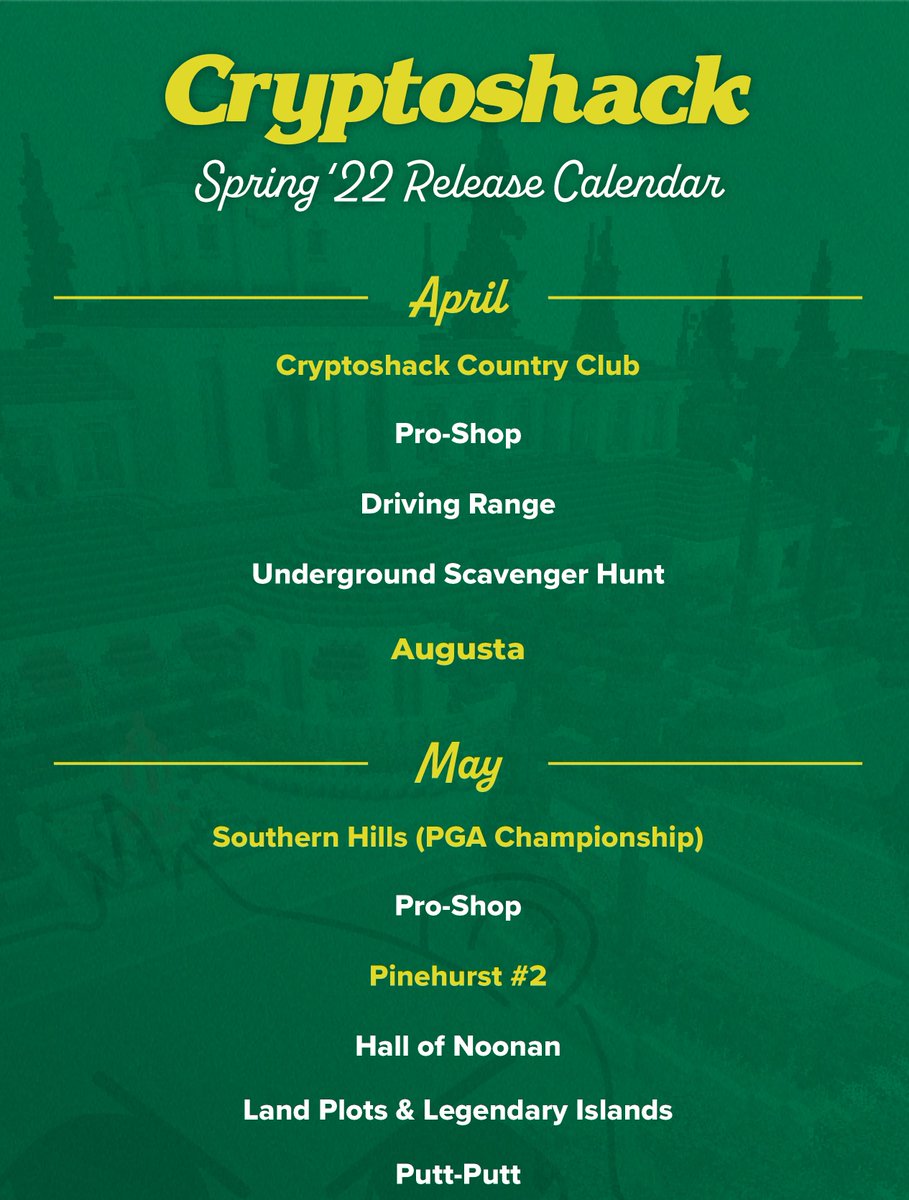 cryptoshackclub's tweet photo. Who's ready to hit the #CryptoshackClub in #NFTWorlds this April?
And don't worry...there's more...
$wrld #NFTCommunity #NFTs #NFT #Golf #TheMasters https://t.co/K6tXmLmt1v