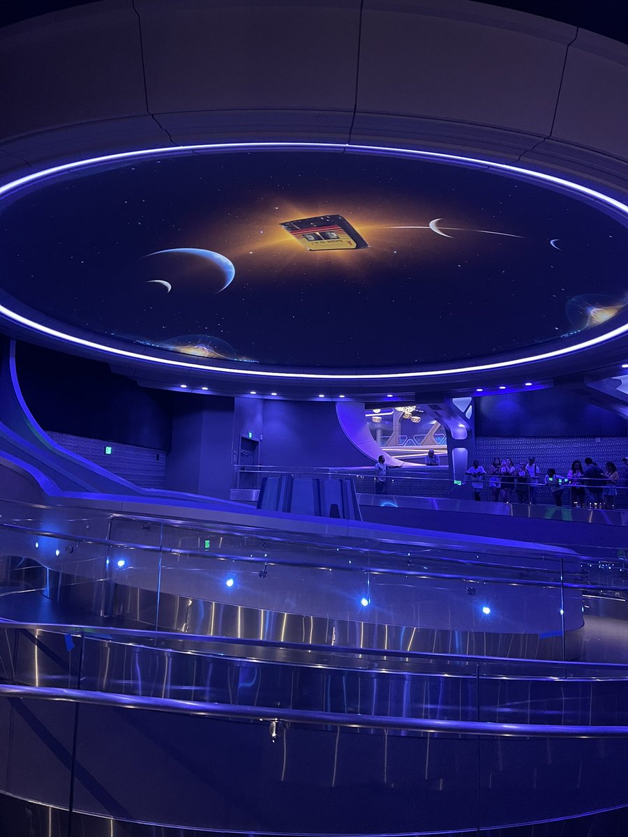 DisneyD23's tweet photo. FIRST LOOK: See inside the queue for Guardians of the Galaxy: Cosmic Rewind. This planetarium-style exhibition is the Galaxarium and it showcases planets, stars and other wonders that connect Earth and Xandar. This out-of-this-world attraction opens this summer at #EPCOT. https://t.co/zrrqN7iS4x