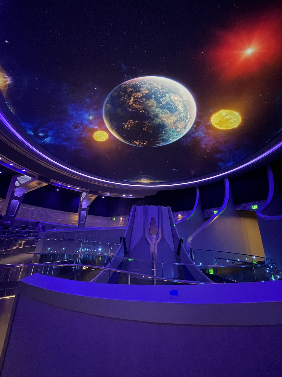 DisneyD23's tweet photo. FIRST LOOK: See inside the queue for Guardians of the Galaxy: Cosmic Rewind. This planetarium-style exhibition is the Galaxarium and it showcases planets, stars and other wonders that connect Earth and Xandar. This out-of-this-world attraction opens this summer at #EPCOT. https://t.co/zrrqN7iS4x