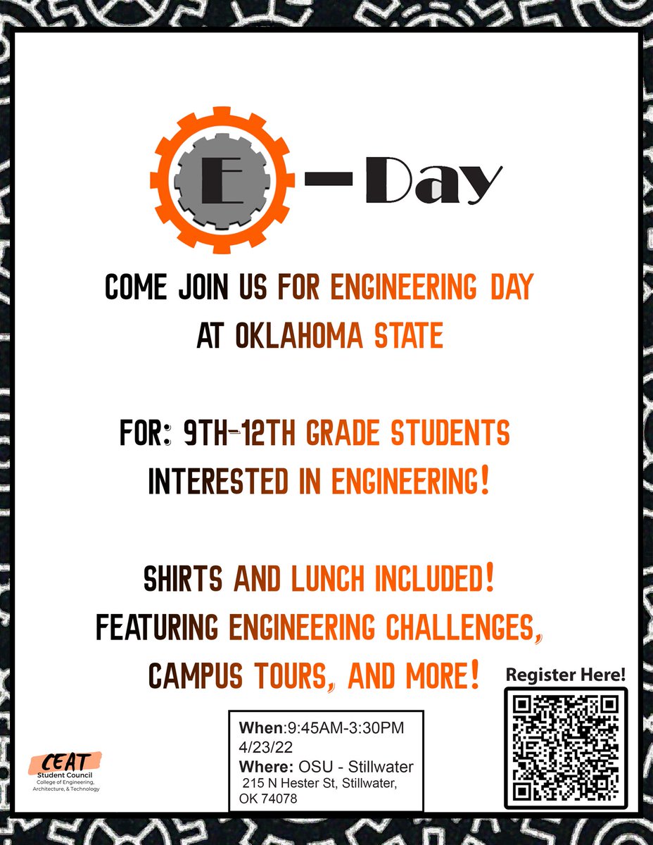 CMSOSU's tweet photo. April 23rd join us for engineering day at Oklahoma State!! #gopokes https://t.co/boWV21bOf3