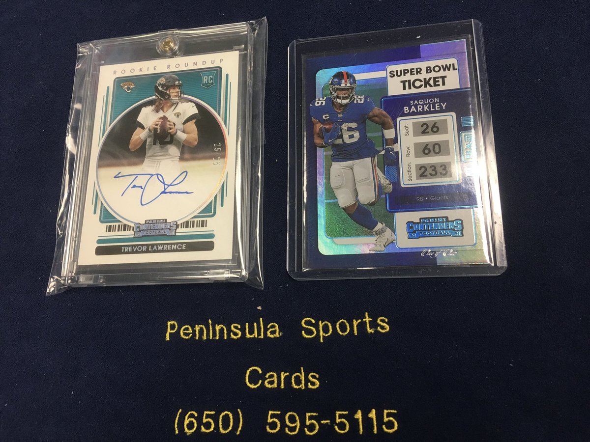 PeninsulaSC's tweet image. Nice @PaniniAmerica Contenders hits! Trevor Lawrence auto /25 and Saquon Super Bowl ticket 1/1!