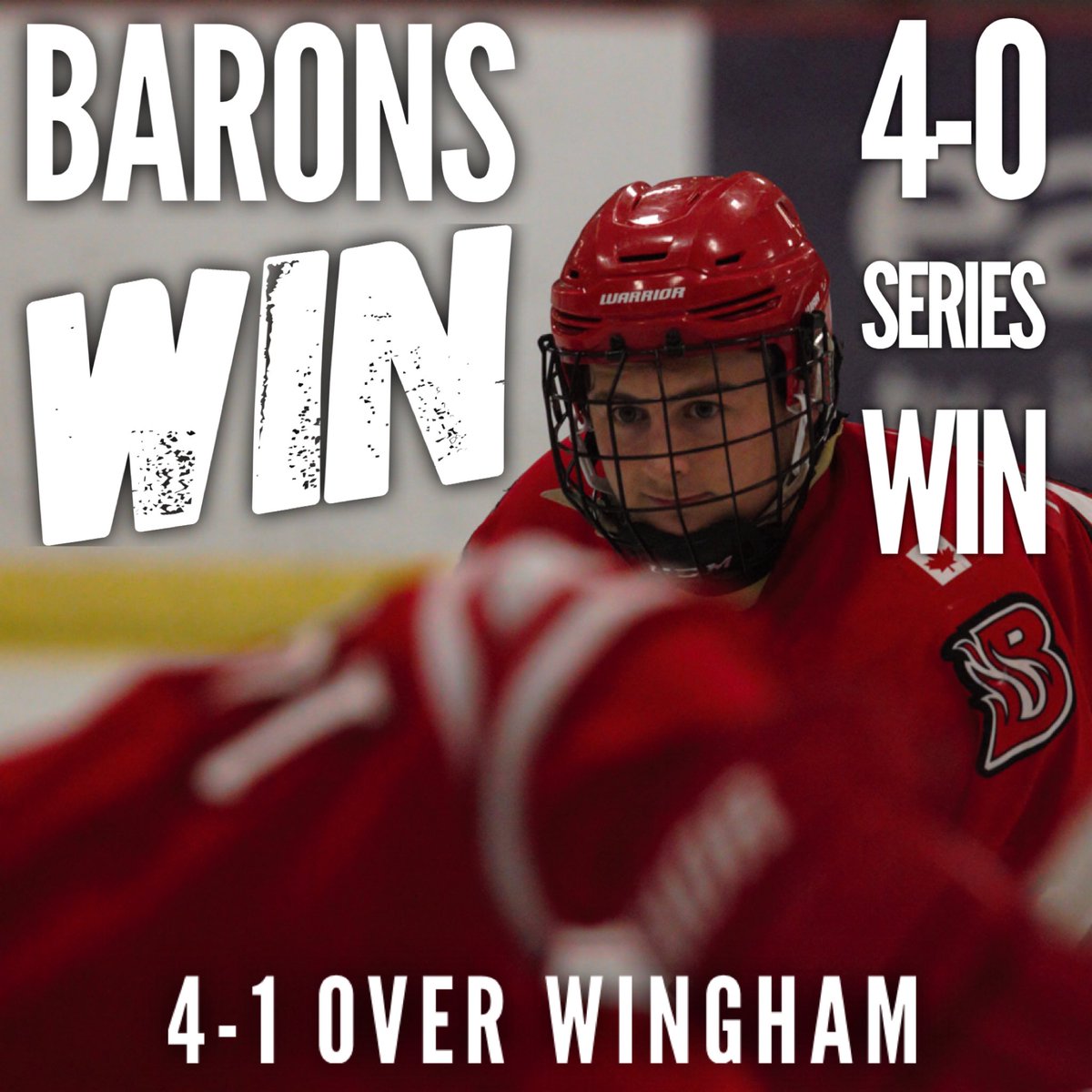 HanoverBarons's tweet photo. BARONS WIN!!!! 🔥🔥
4-1 over @WinghamIronmen and win the series 4-0! The Barons will meet the @MitchellHawks in the @PJHL_Pollock Finals!! #BsRHot #GoBaronsGo https://t.co/YcgMTQHuGi