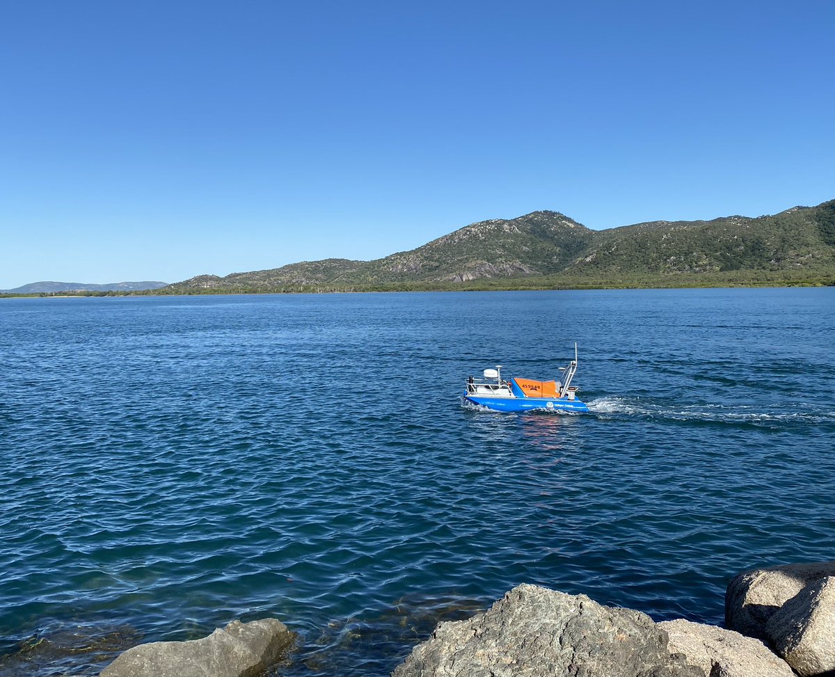 melanieqld's tweet photo. Stunning day for @aims_gov_au @QldGov ReefWorks bathymetry surveys today with an ASV from @_unique_group in Brisbane getting the job done autonomously and efficiently. #ReefWorks #AutonomousVehicles #innovation https://t.co/Ua8CvTvu1B