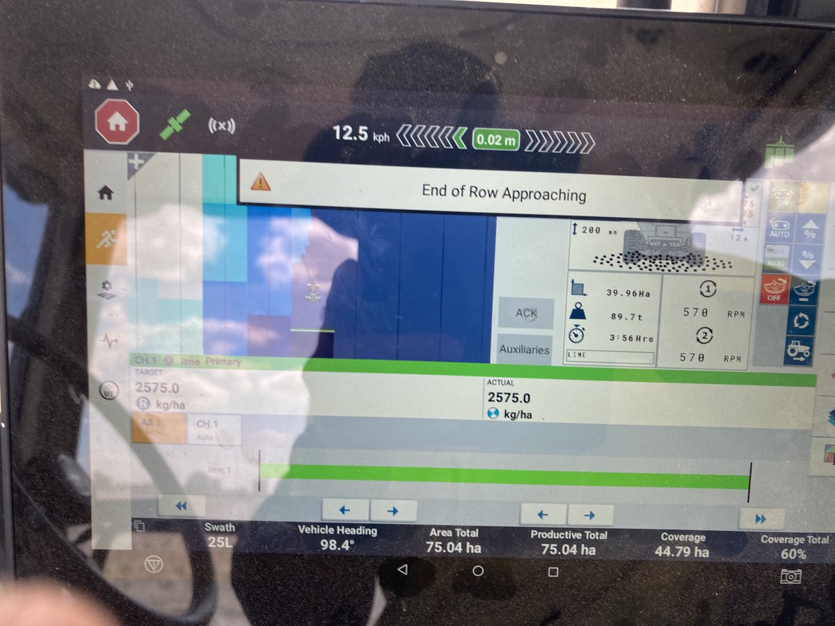 Can you turn end of row approaching off in a new holland 1050 screen