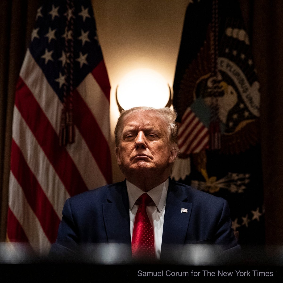 joncoopertweets's tweet image. This photo of the former guy — shot in July 2020 by freelance photographer Samuel Corum — remains the best press photo of him ever. It captures his satanic soul. 👿