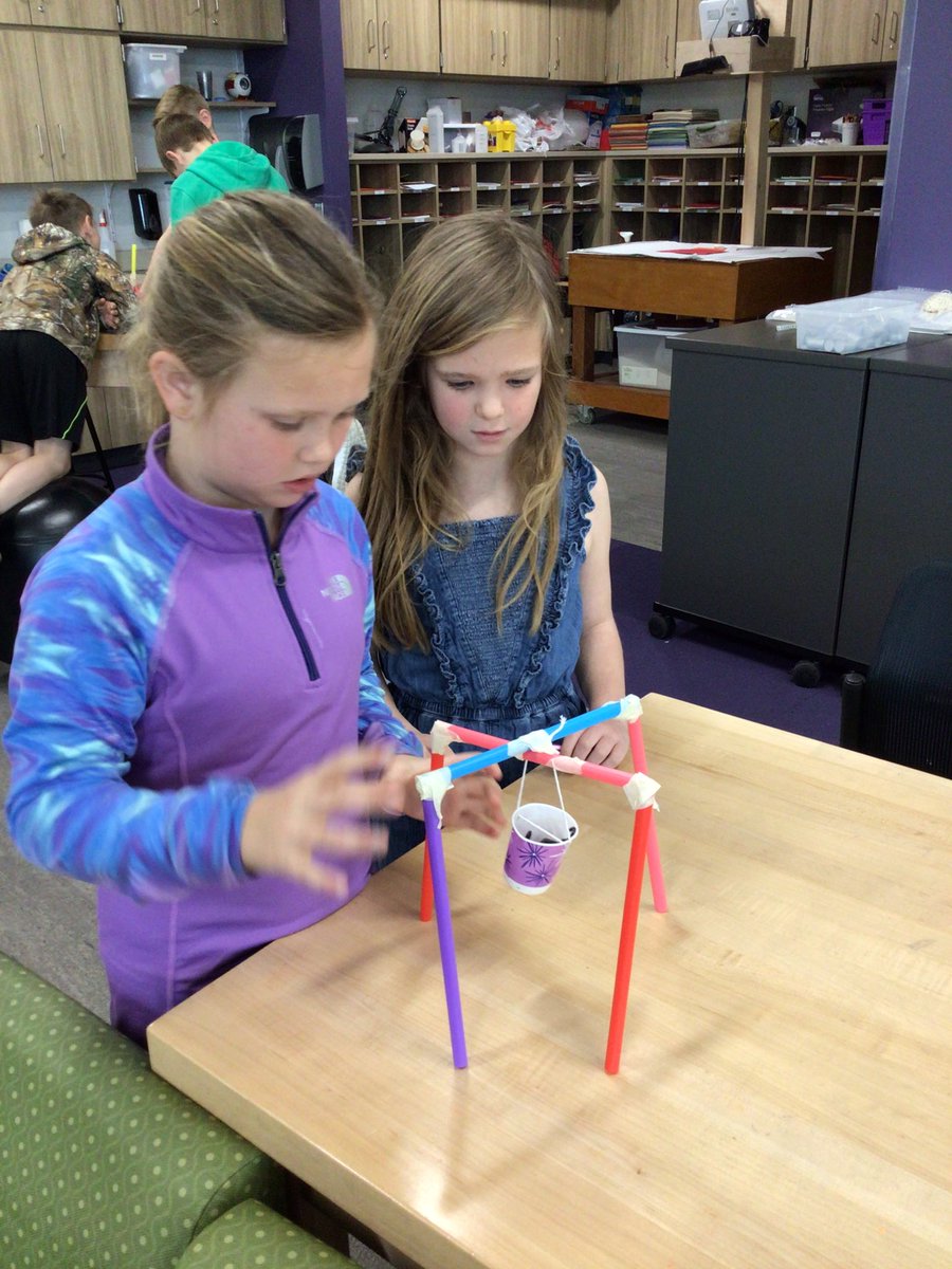 Third graders designed a structure with a suspended bucket that could hold weight.  They loved adding more and more grams before the structure was compromised! #grit