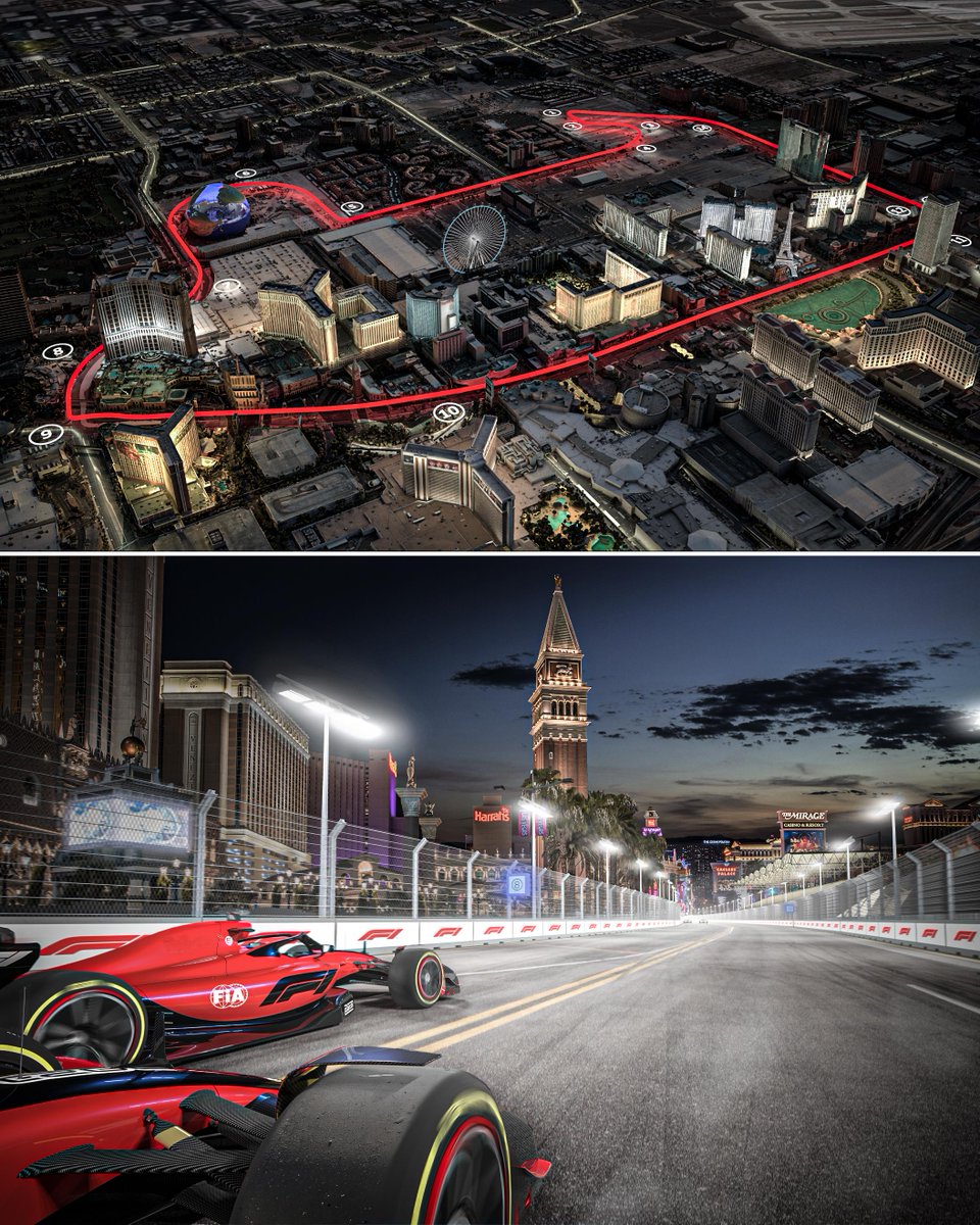 Here's the track layout for Las Vegas 🤩

The circuit will see cars race past Caesars Palace, the Bellagio fountains and Mandalay Bay, with the strip being used as a 2km straight.