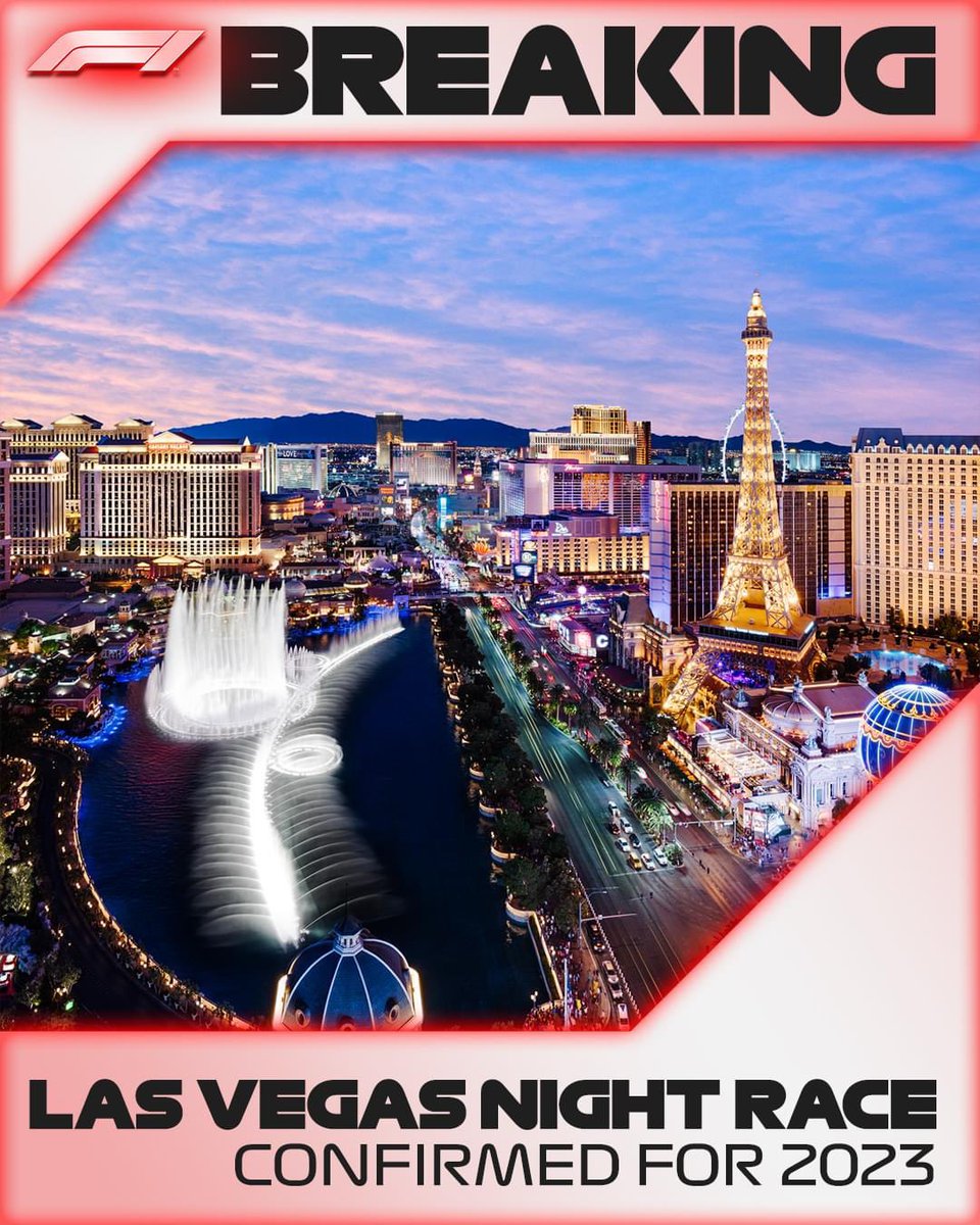 AutosyAutoparts's tweet photo. #UltimaHora la @F1 anuncia que un Gran Premio en #LasVegas 🇺🇸 será añadido en 2023. La carrera será de Noche #FormulaUno https://t.co/1fRbvAgLe4