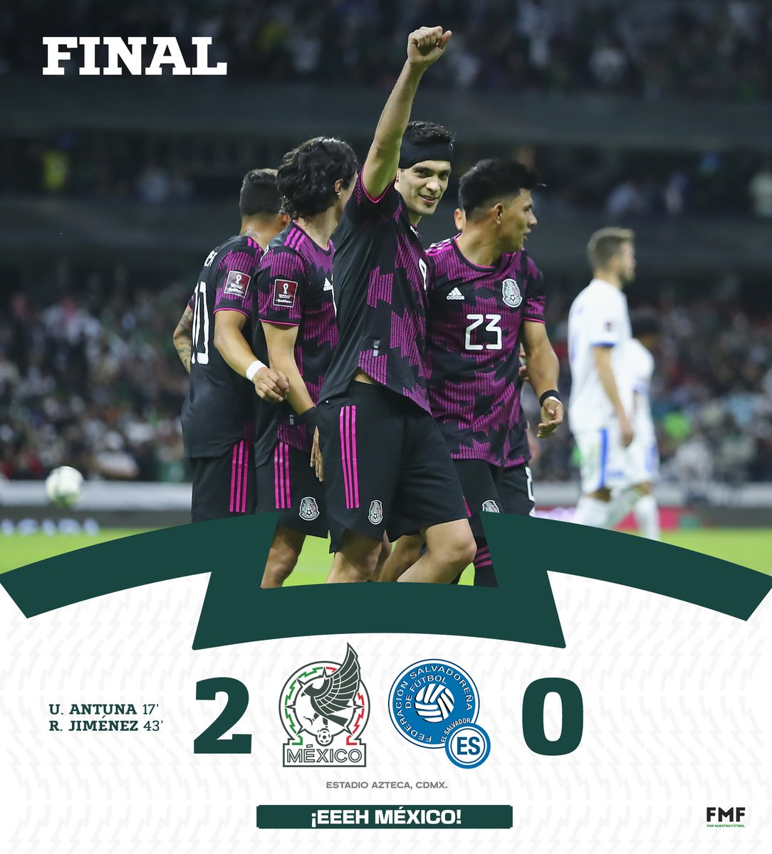 ¡Se acabó en el Azteca! ⚽️
¡Tenemos el boleto 🎟 a la Copa del Mundo! ✈️ 🇶🇦

¡VAMOS, MÉXICO! 🇲🇽 💚
El marcador final es presentado por <a href="/Bitso/">Bitso</a>.

#ApoyoIncondicional | #HechoDeLosMexicanos