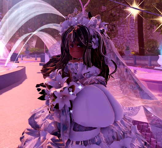 LittleC90493247's tweet photo. Yuh #weddingdress #longveil #veil #whites #poosay #cupcakkeremix #flower #aesthetic #wedding #bride #robloxroyalehigh #royalehigh https://t.co/f4rr2eLtMp