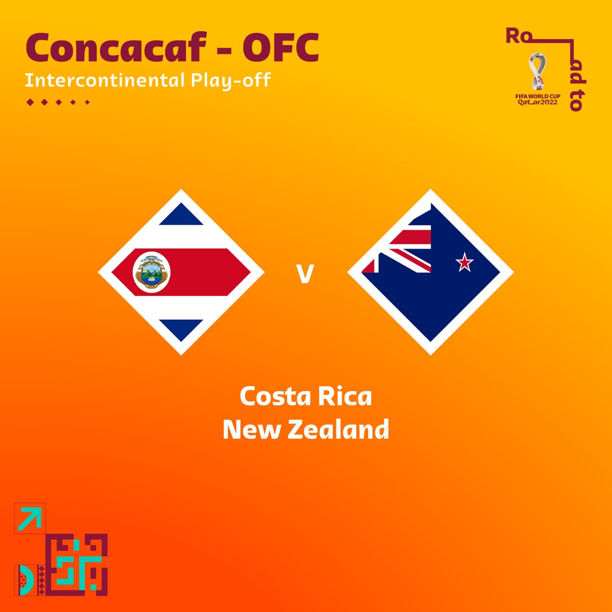 FIFAWorldCup's tweet photo. 🇨🇷 Costa Rica will meet 🇳🇿 New Zealand in the Concacaf-OFC Intercontinental Play-off in June!

#WCQ | #WorldCup https://t.co/zmkDbetxfC