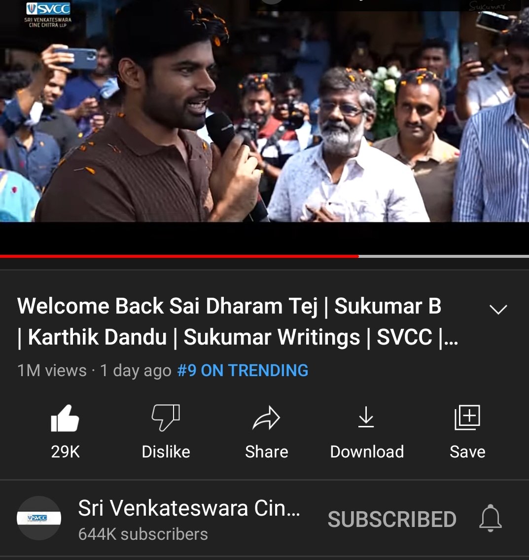 SaiDharamTej_FC's tweet photo. An Astonishing Welcome for the arrival of Supreme Hero @IamSaiDharamTej 🙌🏻✨
1️⃣ MILLION+ Views 💥
Trending on YouTube🔥

#WelcomeBackSDT surprise video
https://t.co/UXLy28aP4W

@karthikdandu86 #Bapineedu @aryasukku @bkrsatish @SVCCofficial @SukumarWritings https://t.co/EGT7PhyZzq