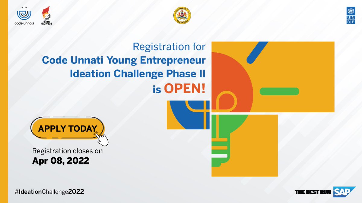 Code_unnati's tweet photo. 📢Alert !
A week left !
Register for @SAP #CodeUnnati Young Entrepreneur #IdeationChallenge2022, Phase 2 now! Win prize money, mentorship & incubation support for your business.
🗓️ Last date to register👉April 8
🔗👉https://t.co/XMKF3S6yqY
🌐Visit https://t.co/E6KFxyjfNj https://t.co/0eH4B82qK7