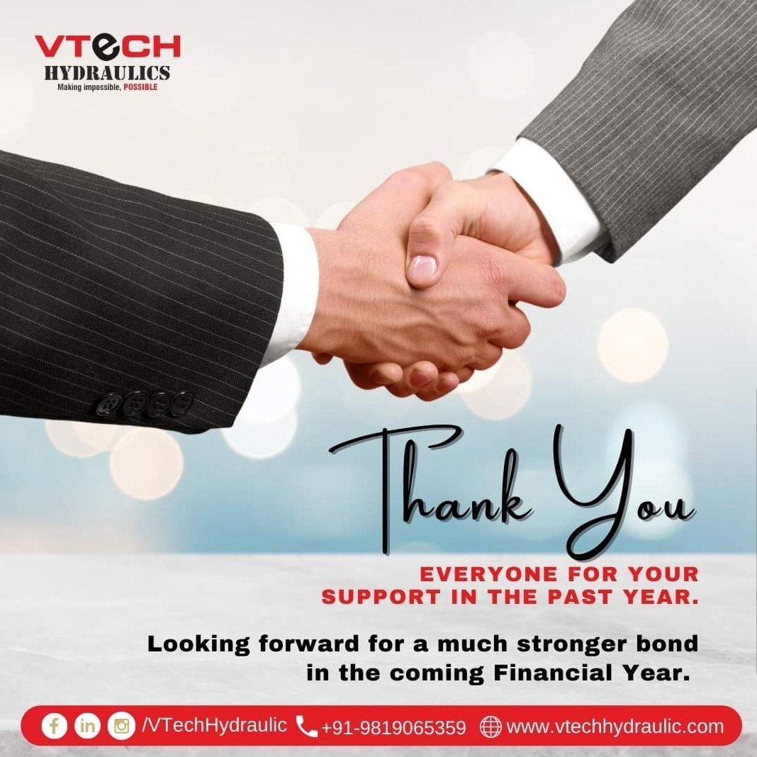 vtechhydraulic's tweet photo. Thank You Everyone for your Support in the past year.
Looking forward for a much stronger bond in the coming Financial Year.
#Vtech #VtechHydraulic #ThankYou #Support #VtechTeam #VtechClients #VtechCustomers https://t.co/2d4QW9izCe