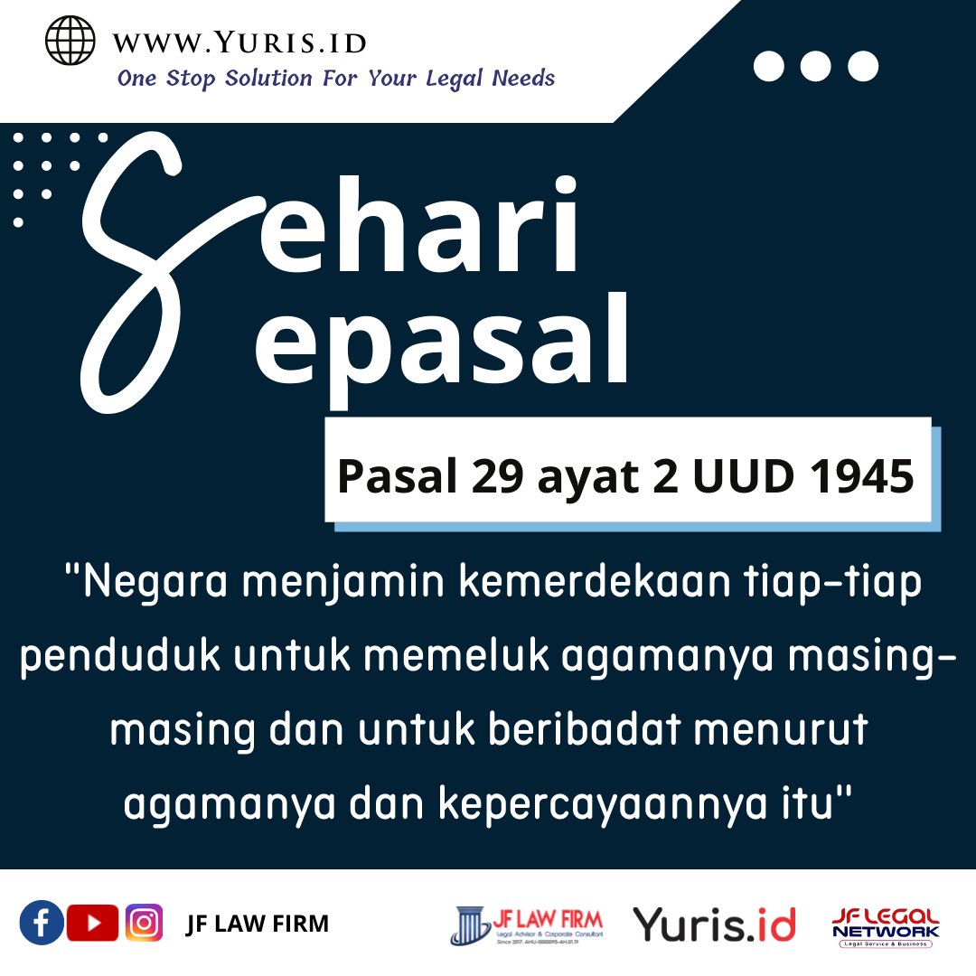 Contoh pelaksanaan dalam kehidupan sehari-hari pasal 29 ayat 2