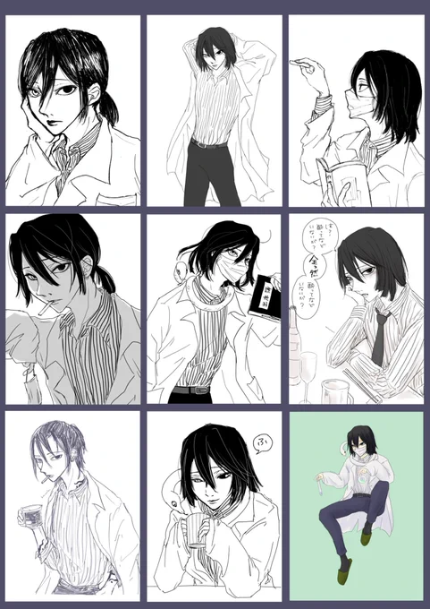 #今月描いた絵を晒そう

とにかく化学i教師に狂ってました…。
表情差分テンプレ、楽しかったなぁ✨ 