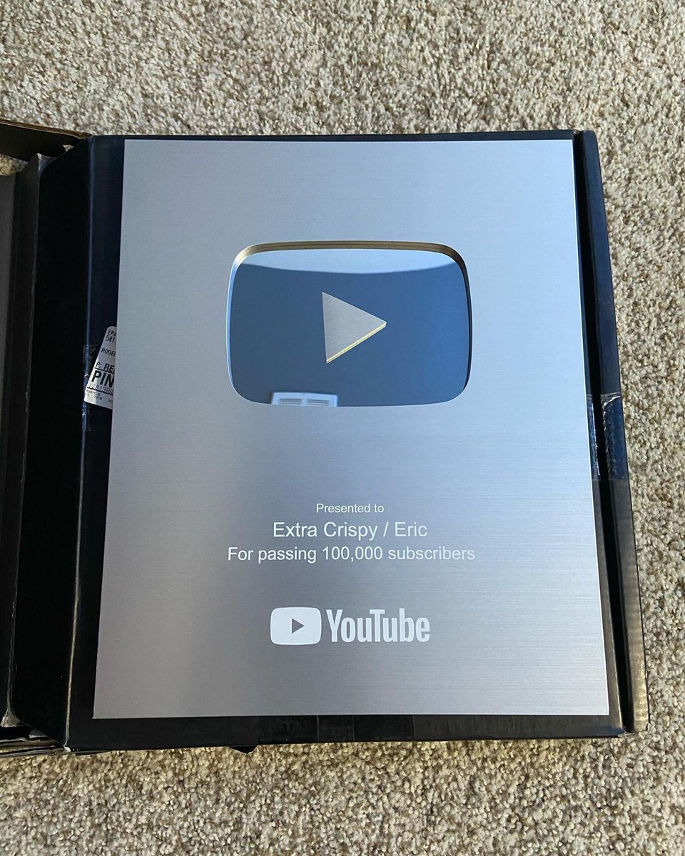 MrEliteEric's tweet photo. Wow. Words can’t express how cool this is. @Crispy got me my own silver play button for a channel I’ve put in so much of my work into. I can’t wait to get my own here soon!! What a great surprise. https://t.co/UyC4WQoSDg