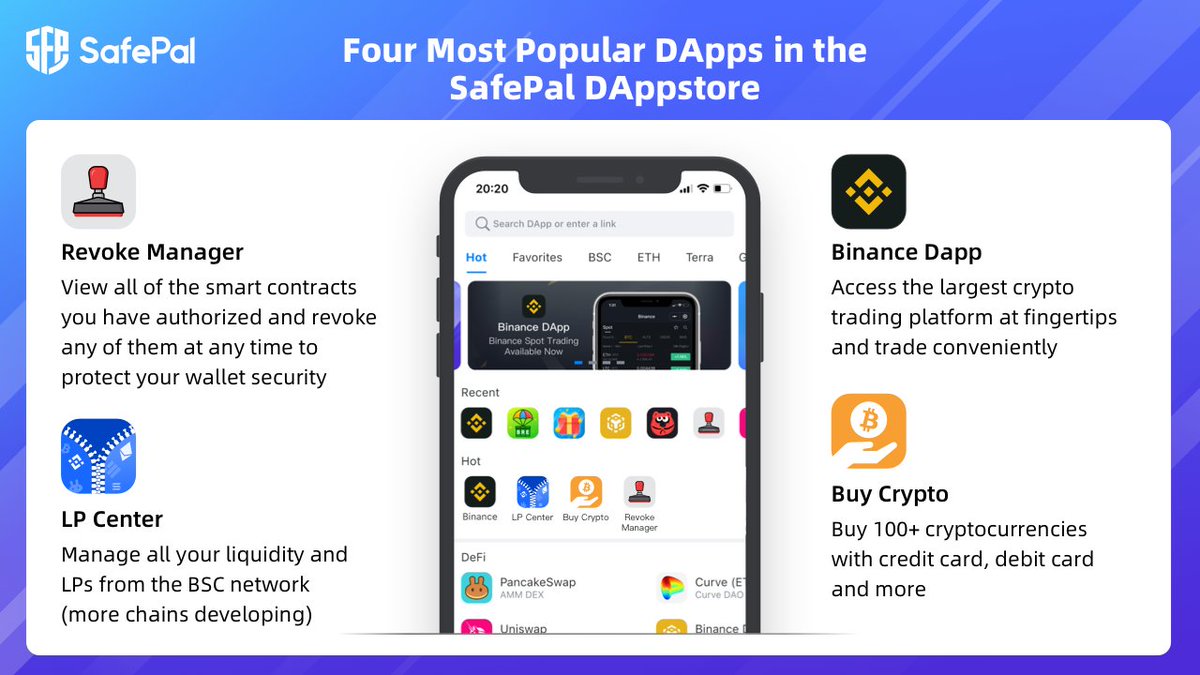 safepal_support's tweet photo. Have you tried these four most popular DApps in the @safepal DAppStore? https://t.co/NaMMR7i1aH