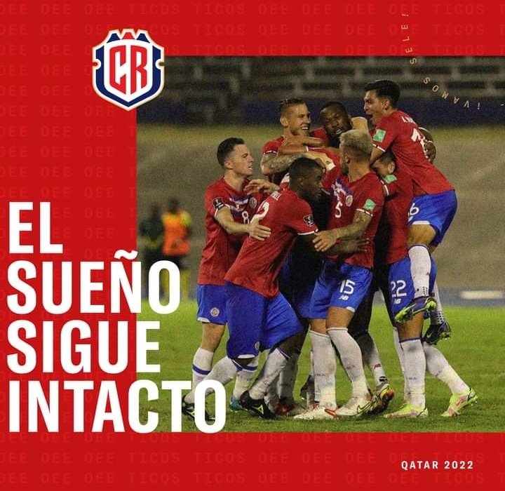¡SOLO UN PASO MÁS! 💪🏾

El boleto al Mundial de Qatar lo disputaremos en junio ante Nueva Zelanda ⚽️

FELICIDADES A TODOS LIS DIRECTIVOS, CUERPO TÉCNICO Y ESA EXCELENTE SELECCIÓN DE JUGADORES. 

🇨🇷🇨🇷🇨🇷🇨🇷🇨🇷🇨🇷🇨🇷🇨🇷🇨🇷🇨🇷🇨🇷

Juntos #HastaElÚltimoMinuto