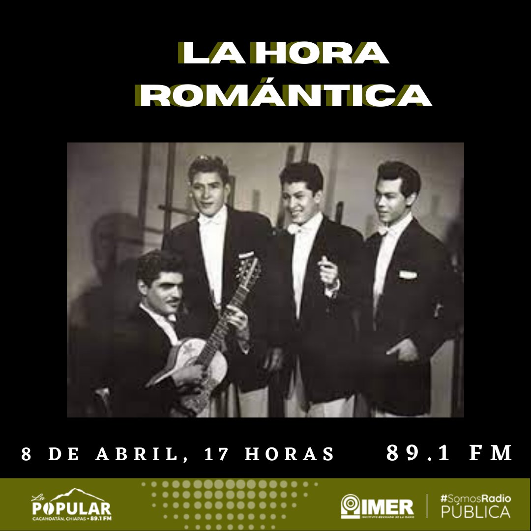 Esta noche en #LaHoraRomántica escucha temas de Los Tres Caballeros, Las Sombras, Los Dandis, entre otros. Sintoniza a partir de las 17 horas en el 89.1 FM #SomosRadioPública #IMER