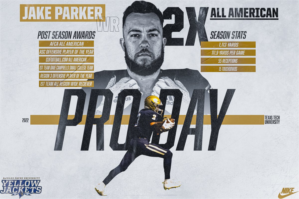 hputxfootball's tweet photo. 2 TIME ALL-AMERICAN Jake Parker will be showing off his Talents today at Pro Day. 

#Sting’Em
#YoJackets
#BringtheSting https://t.co/IF8XepBTvT