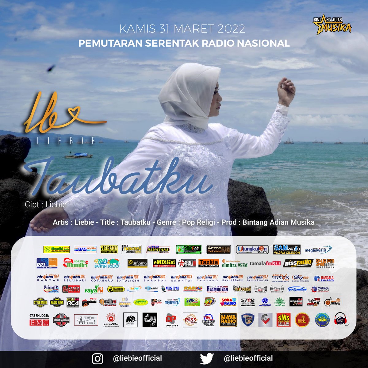 Pemutaran serentak singgle religi Taubatku by <a href="/liebieofficial/">liebie789</a> on <a href="/radioaksifm/">@aksifm</a> cc <a href="/gugun34/">Gugun Baclix</a>