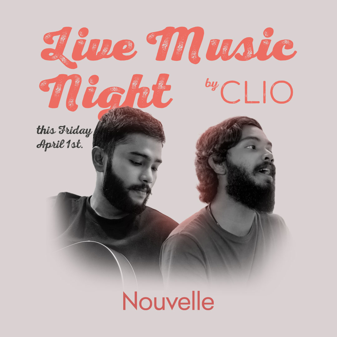 Live Music by Clio this Friday 1st April  from 21:00 hrs onwards #LiveGig #Nouvelle #music #musician