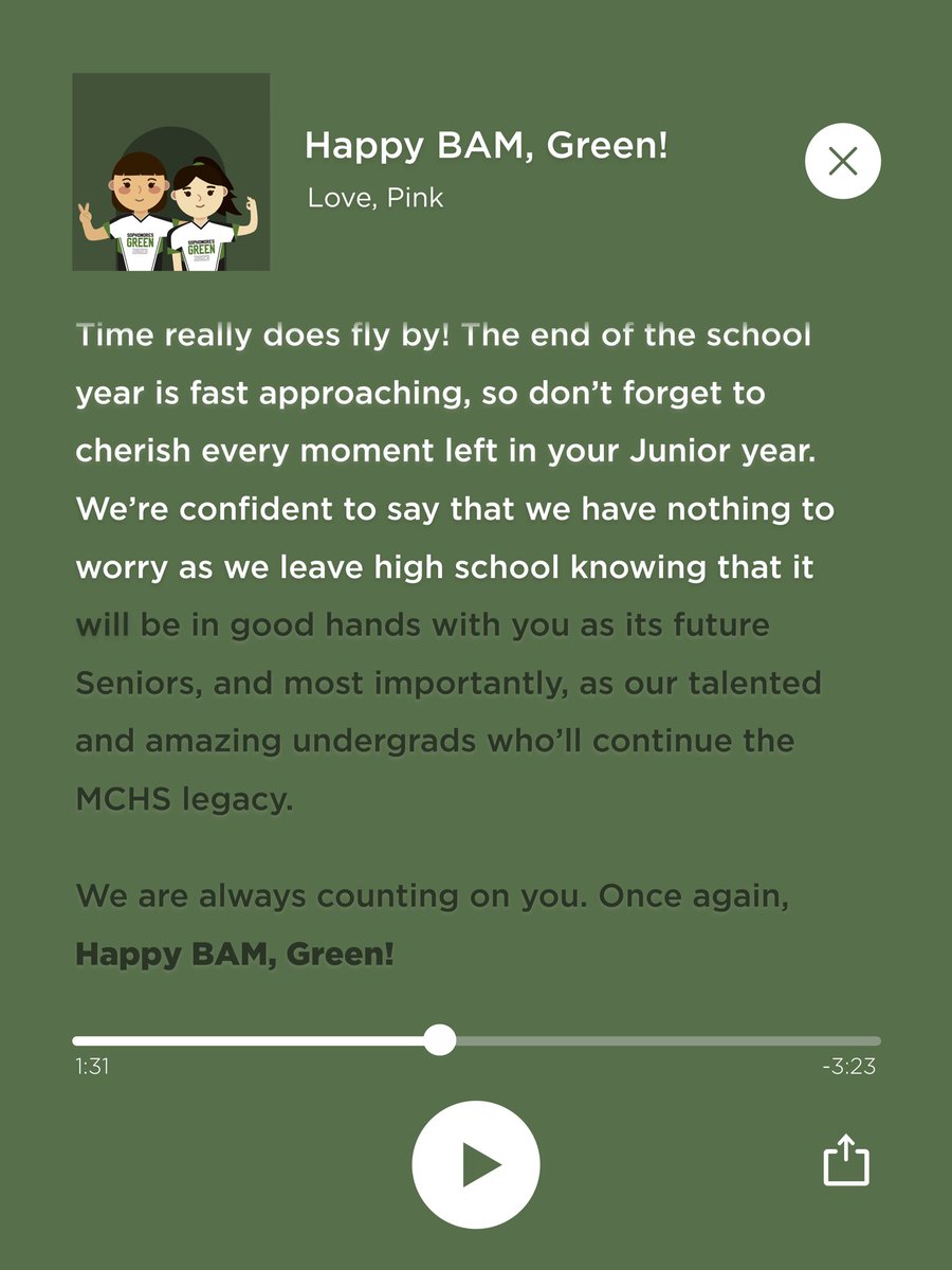 MCHSPINK22's tweet photo. 💗💚 Remembering our first BAM as Cosmo 🧚‍♂️ and Wanda 🧚‍♀️ know that you will always be our Baby Green!👩‍👧 @green_2023 

As our final song is slowly coming to an close, Pink wishes you all the best in your future endeavors. 🎼 https://t.co/45z5MuR8TA