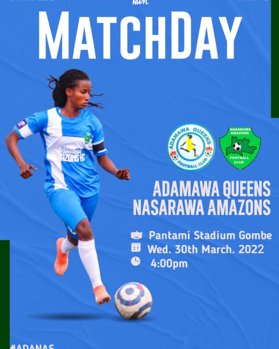 amazons_fc's tweet photo. MATCH DAY :
.NWFL🇳🇬Premiership 2022|
🚨Week 13
⚽ Adamawa Queens 🆚 Nasarawa Amazons FC
Wednesday 31st March 2022
🏟 Pantami Stadium, Gombe state
🕘 8am
#ADANAS
#NWFLPremiership22 https://t.co/WW42azvqS7