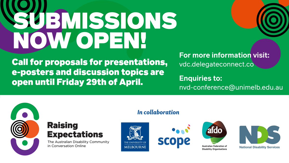 This is your chance to be part of our 2022 Virtual Disability Conference! 
The Call for Proposals is now open. Submit your proposals for presentations, e-posters or discussion topics before 29th April 2022.
For full details, please visit: vdc.delegateconnect.co/pages/call-for…