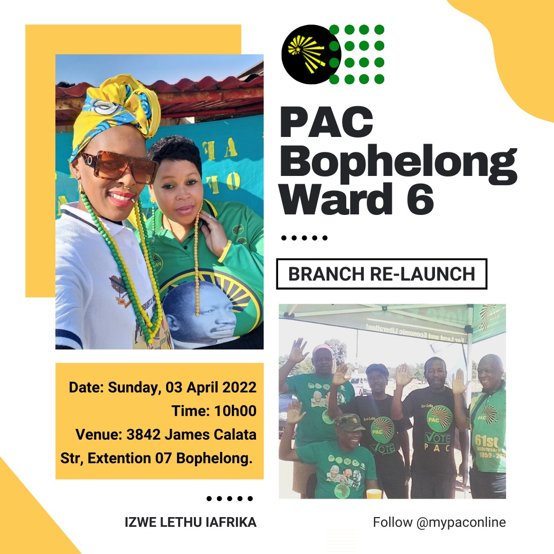 apapooe1's tweet image. You are all invited to relaunch of @MyPAConline ward 06 branch on Sunday 03rd April 2022.
