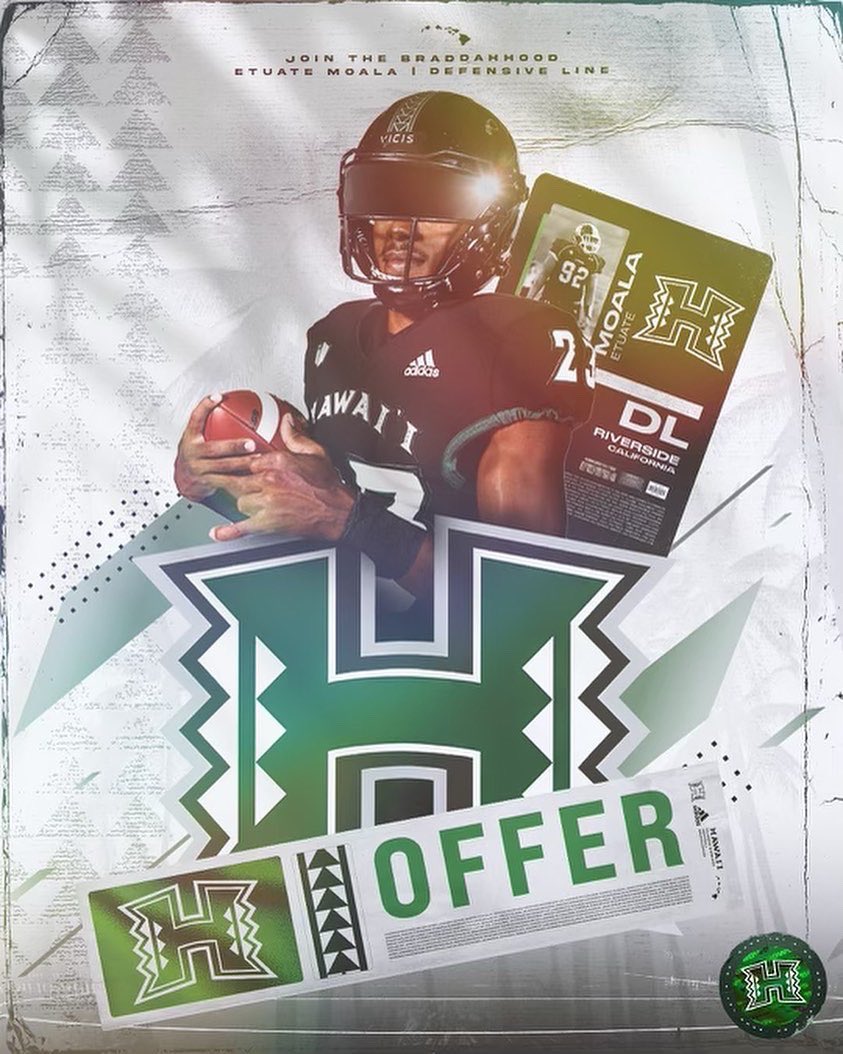 God is Good! Extremely blessed to receive an offer from the University of Hawaii! <a href="/Coach_Ena/">Eti Ena</a> <a href="/HawaiiFootball/">Hawaii Football</a> 
#BRADDAHHOOD