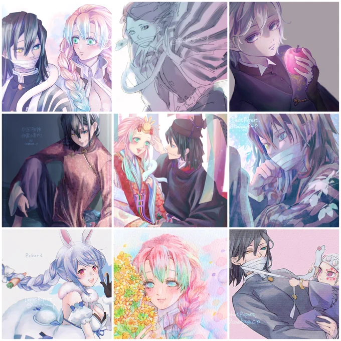 #今月描いた絵を晒そう 

前半(というか🎎)頑張った!後半は色んな塗り方したりアナログしたり、のんびり無理せず楽しくお絵描きできました🌸もっと色んなキャラも描きたいな〜 