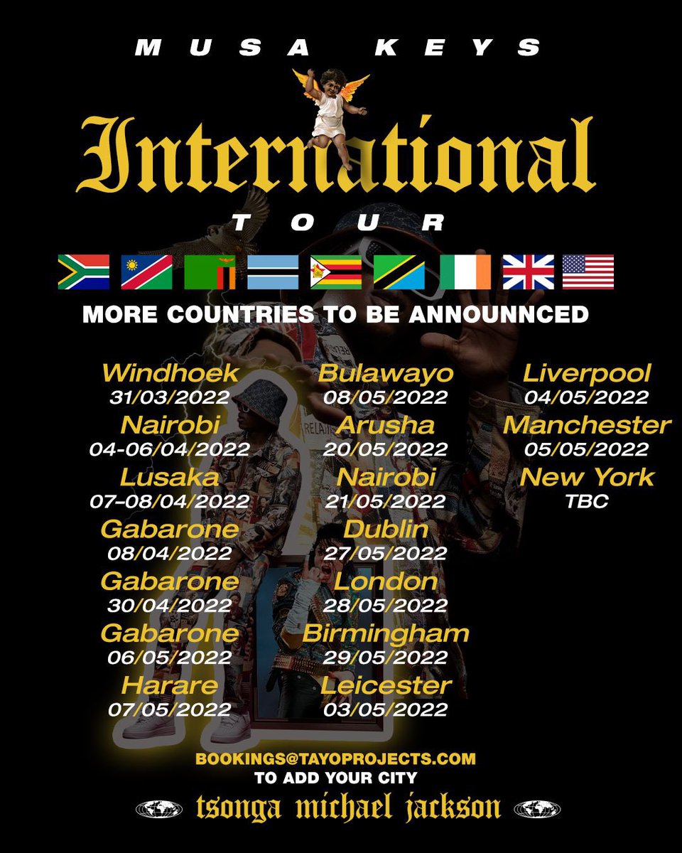 MusaKeyss's tweet photo. Asbonge!🙏🏾 International Tour Starting Off In Namibia Tonight, GOD BLESS❤️ Comment w your city below #musakeys #tayo #tsongamichaeljackson https://t.co/c6TDy3QyLS