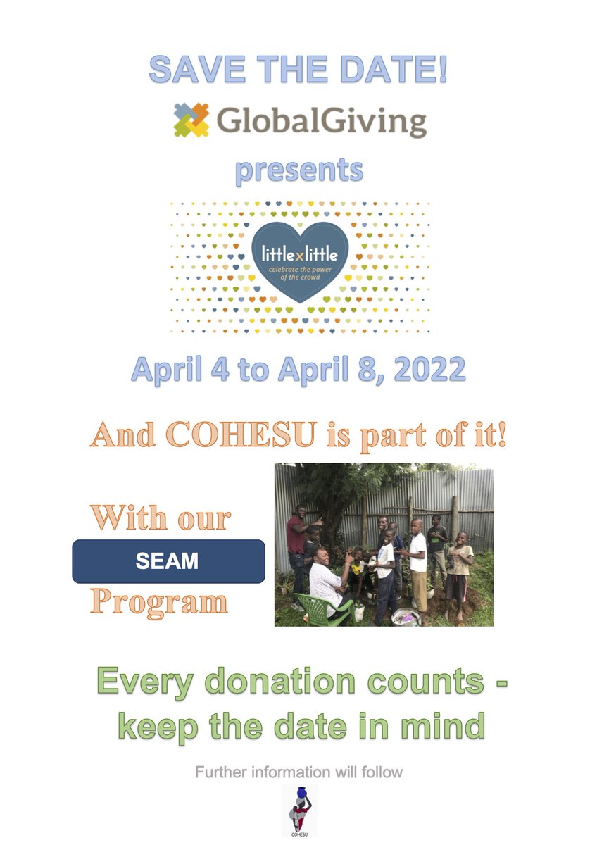 Just 4 days left until the Global Giving littlexlittle campaign. And our SEAM program is part of it. Remember: every donation counts! The smallest amount can achieve something big. We will share further instructions with you on Monday. 🥰