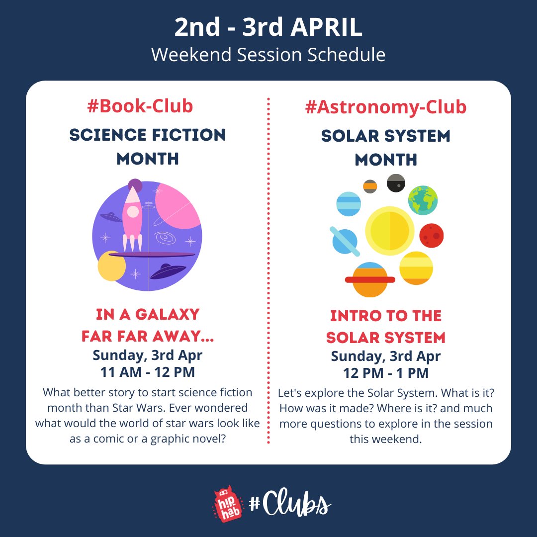 Hip_Hab's tweet photo. Weekend Schedule for Children (1/2)

2nd Apr, Saturday
#cooking Club - Fruit Salads.
#writing Club - Learn how to write the Protagonist #publicspeaking Club - Social Interactions with Role-Plays.

#elearningplatform #passion #children #astronomy #writer #edtechstartup #cooking https://t.co/wikRo1yu0b
