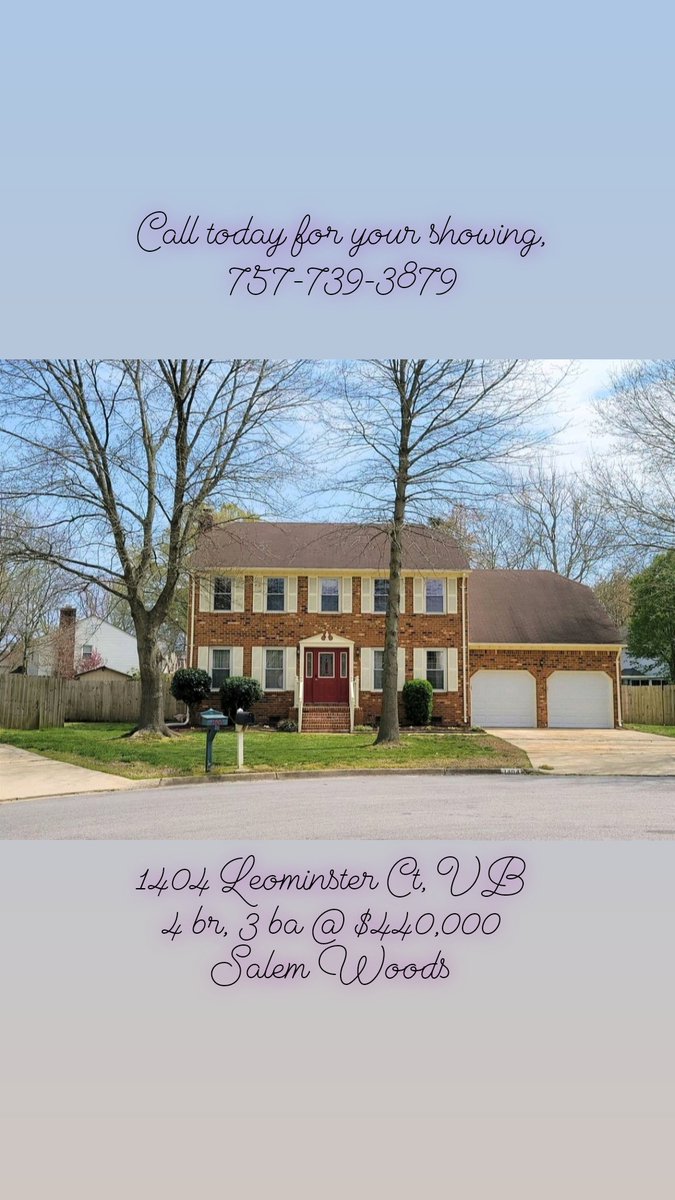 MurphyRealtor's tweet image. This beauty is new to the market! Who do you know who is looking for a home in Virginia Beach? Give me a call!