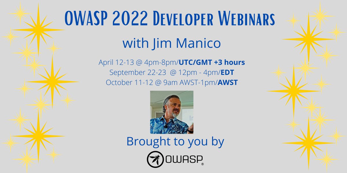 Learn why past attendees can't stop talking about this webinar! <a href="/manicode/">Jim Manico from Manicode Security</a> is BACK! If you are a web developer this is a fun, interactive webinar that you do not want to miss.  Get your tickets to learn how to write more secure code using the #OWASP top 10  owasp.org/events/