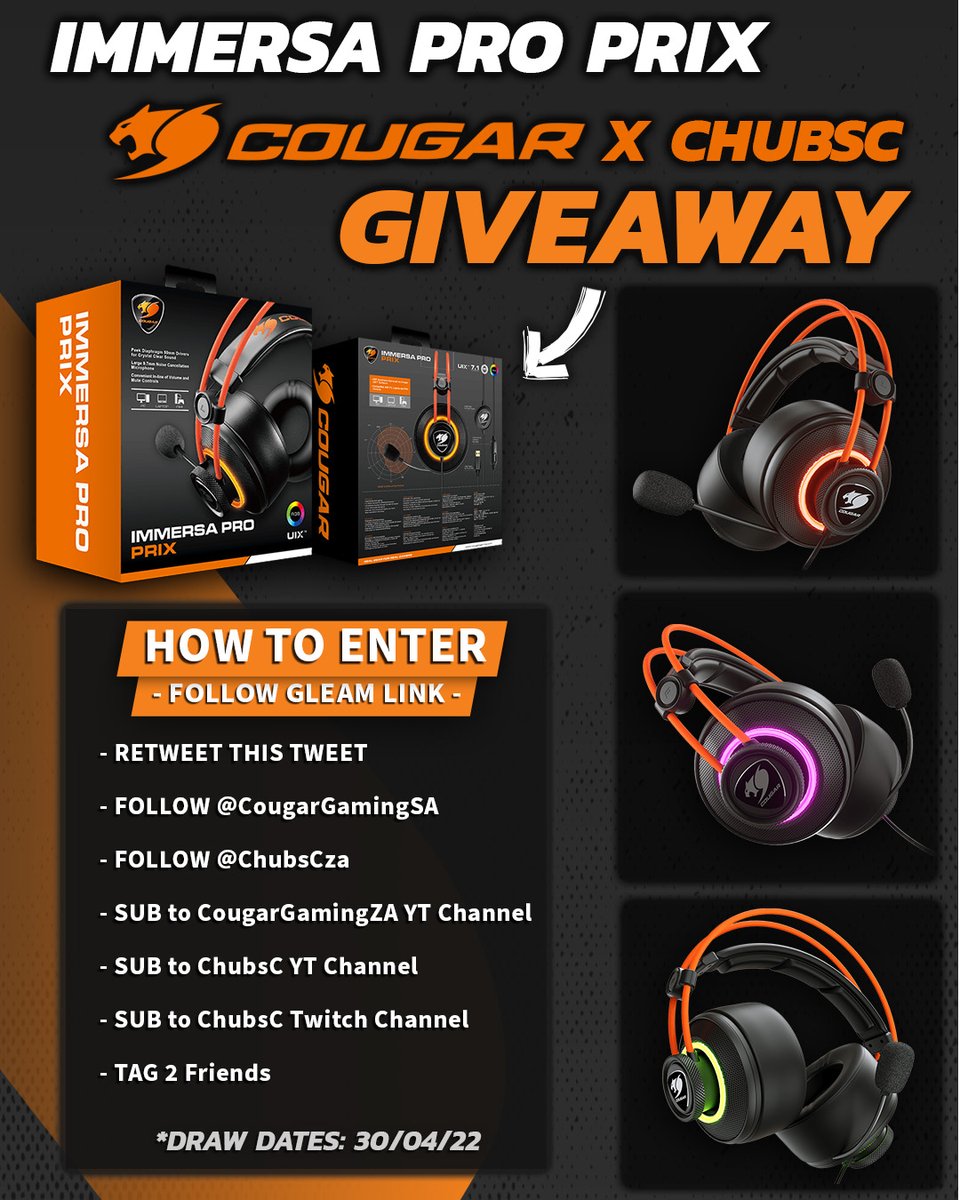 ChubsCza's tweet photo. Want to be the next Cougar Gaming Headset owner?

Enter here: https://t.co/LxiuDe6ZhR https://t.co/TlumfUgB9H