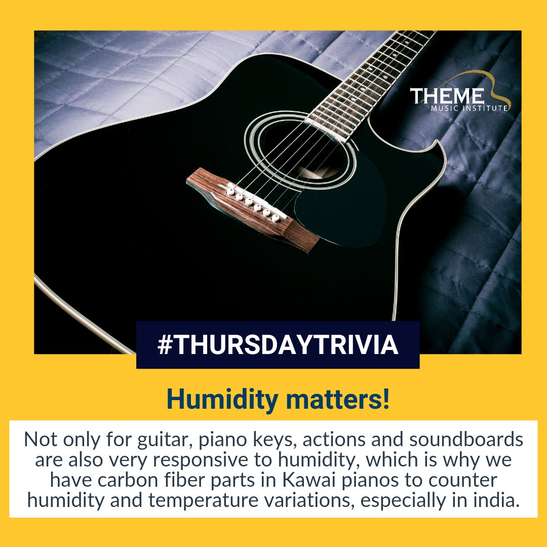 Humidity matters! 
Guitars are made of thin pieces of wood which means that they are easily affected by humidity and are very absorbent of moisture. This expansion because of moisture, in turn, distorts the geometry, playability, and sound of the guitar.
#thememusic #guitarcare