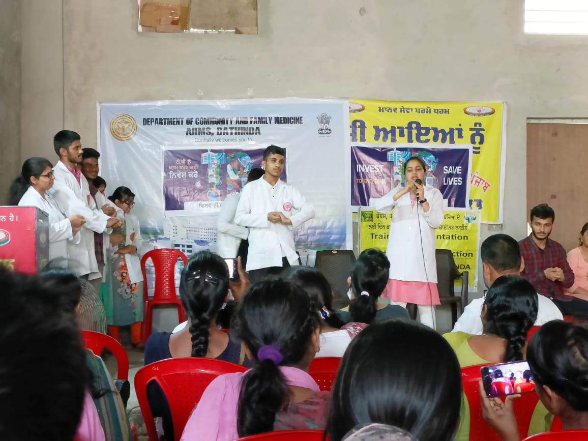 AiimsBathinda's tweet photo. AIIMS Bathinda in collaboration with District NTEP Cell, Bathinda, observed the World TB Day on 24th March, 2022 by organizing awareness program.
#AIIMSBathinda #AIIMS #WorldTBDay2022 #departmentofCFM https://t.co/zFxbfQ6fPs