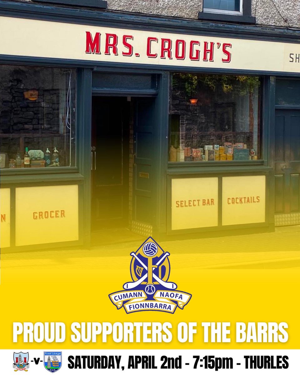 the_Barrs's tweet photo. 🙌🙌 If you are travelling to Thurles on the evening, please consider supporting those who support us - @MrsCroghsBar is located in the centre of the town and are proud supporters of our club. 

#RebelsAbu #BarraNaofaAbu https://t.co/64fatmWuhI